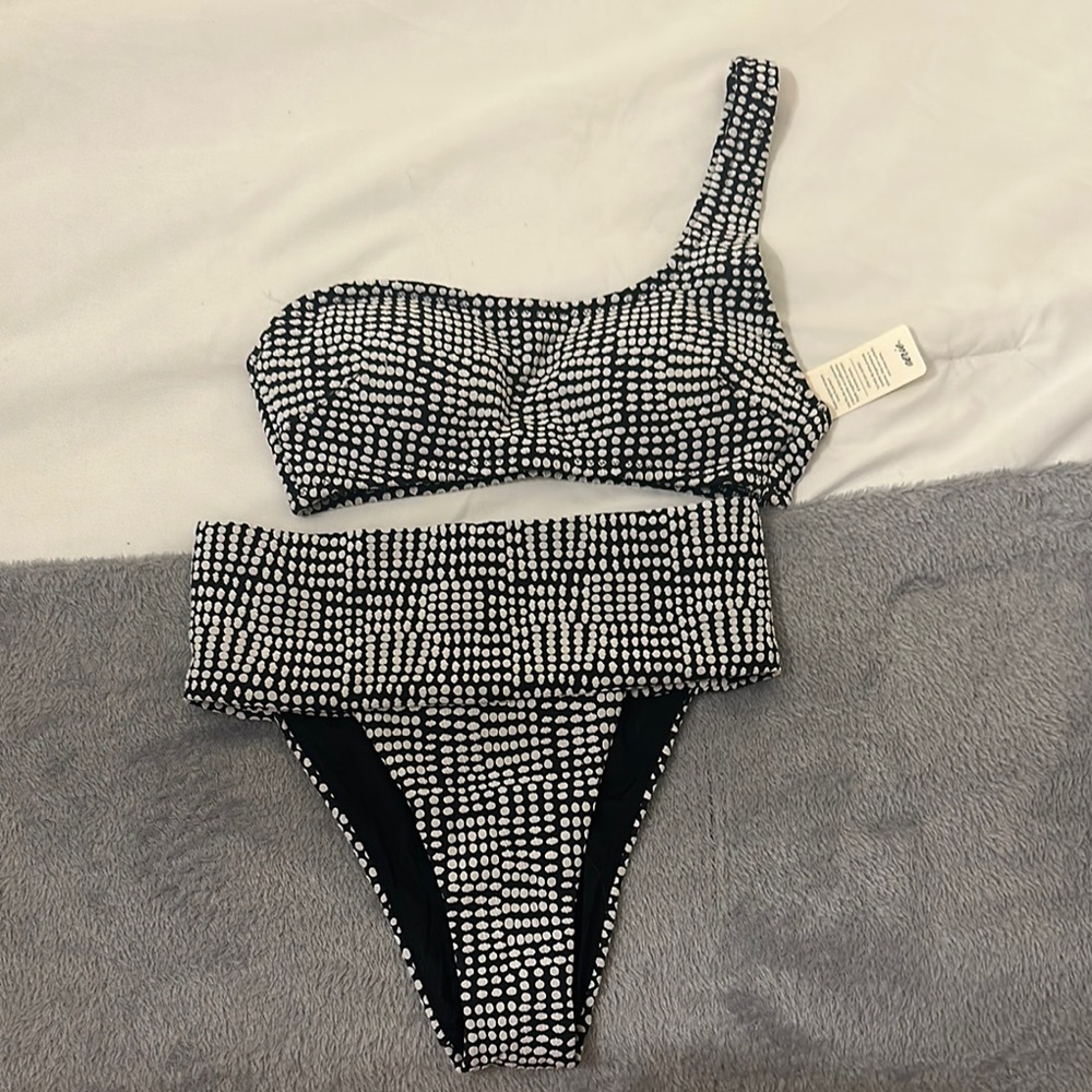 Aerie Black and White Asymmetrical Bikini